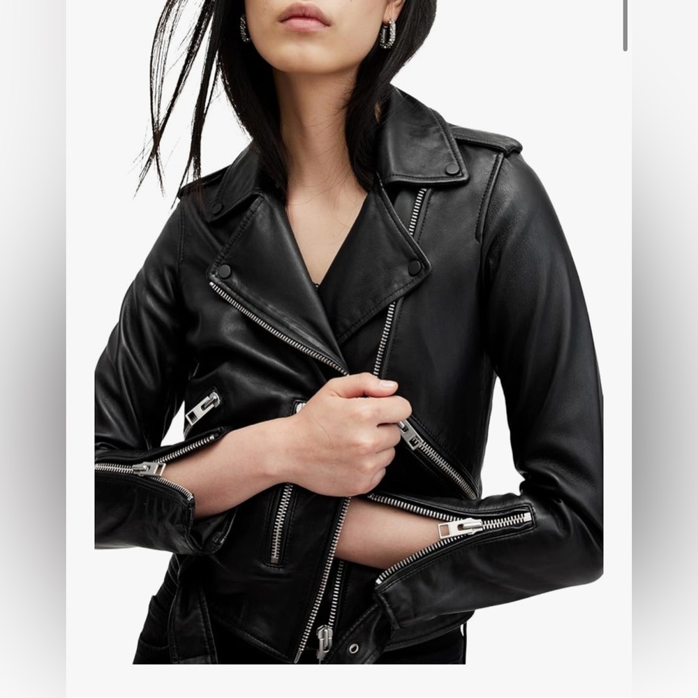 All Saints Balfern Leather Black Jacket